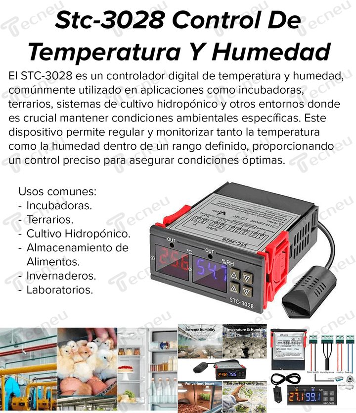 Stc - 3028 Control De Temperatura Y Humedad Incubadoras 110vac - Tecneu