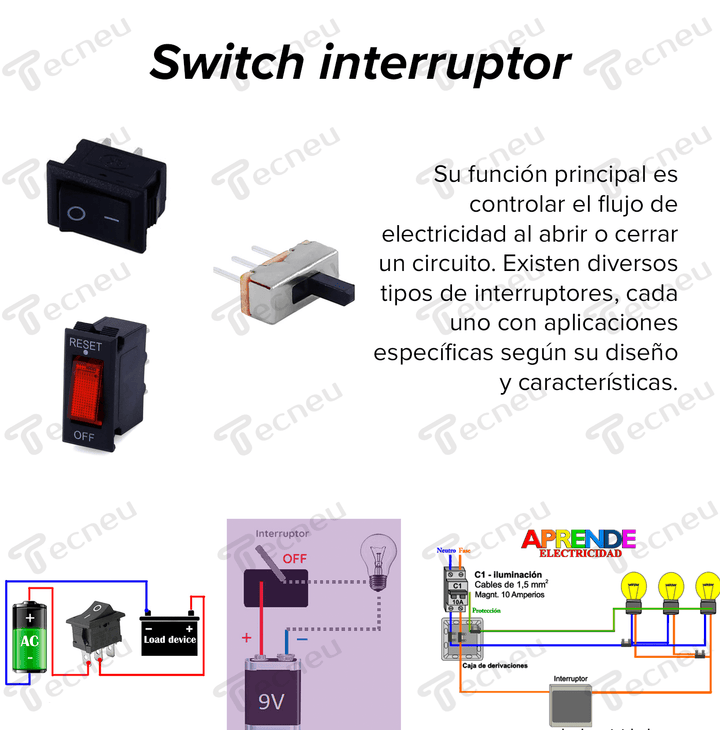 Switch De Balancín interruptor 125v Ac 15a 1 Polo 1 Tiro 2 Posiciones - Tecneu