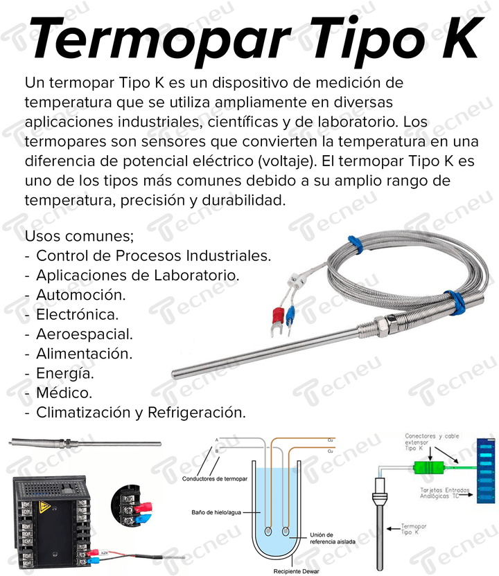 Termopar Tipo K 50cm Sensor De Temperatura - Tecneu