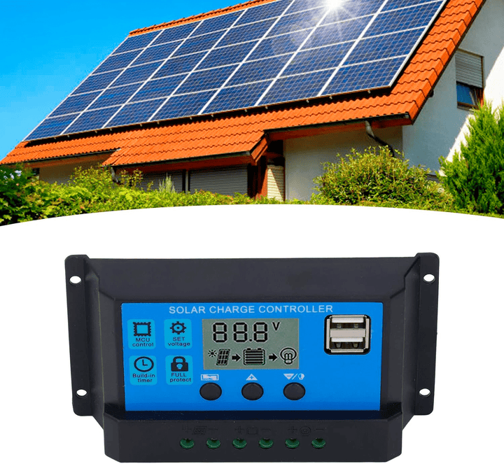 Controlador De Carga Solar 20a 12v/24v Pwm, Lcd, Usb 5v Dual - Tecneu