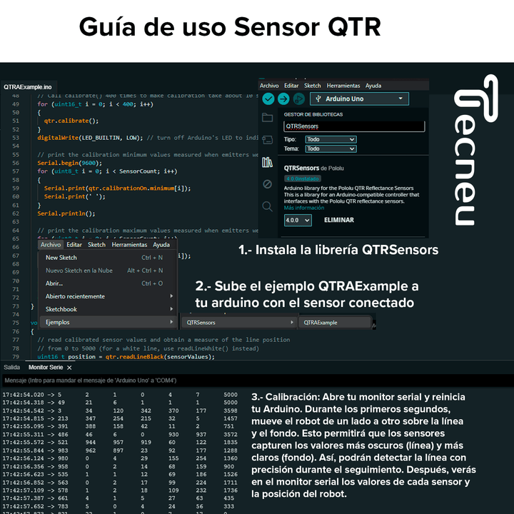 Modulo Qtr - 8a Sensores Reflectivos Seguidor De Linea - Tecneu