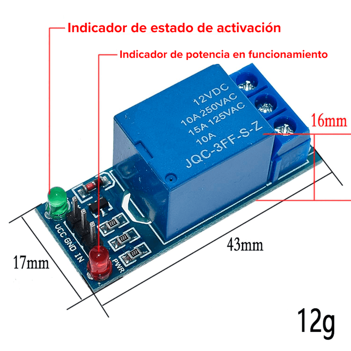 Modulo Relevadores Relay 1 Canal 12v - Tecneu